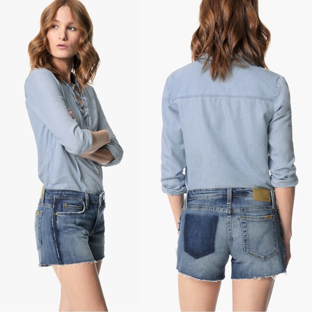 Joeâs Collector's Edition The Ozzie 4" Cut Off Short Denim Blue Jean Frayed